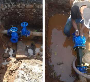 استكمال أعمال ربط خط المياه الجديد في قب الياس