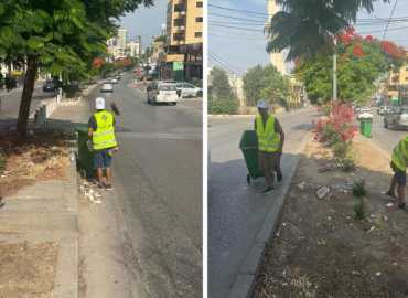 حملة نظافة لشوارع رئيسية في صيدا بالتنسيق مع البلدية