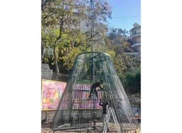 شرطة بلدية عاليه تساهم بنقل شجرة الميلاد الى الشارع العام