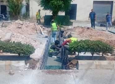 بلدية الجية تستكمل إنشاء قنوات لتصريف مياه الأمطار بالتعاون مع برنامج الأمم المتحدة الإنمائي