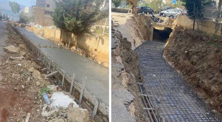 بلدية عاليه تنهي قناة شتوية للامطار بطول 130 متراً
