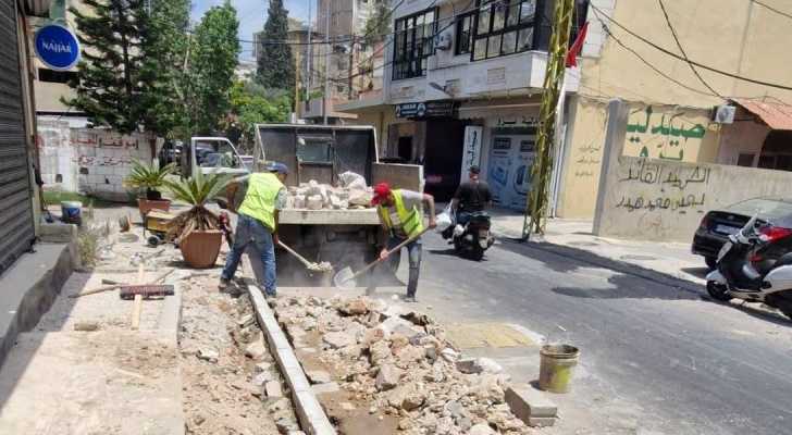 بلدية الغبيري تواصل أعمال صيانة البنية التحتية في عدد من الأحياء