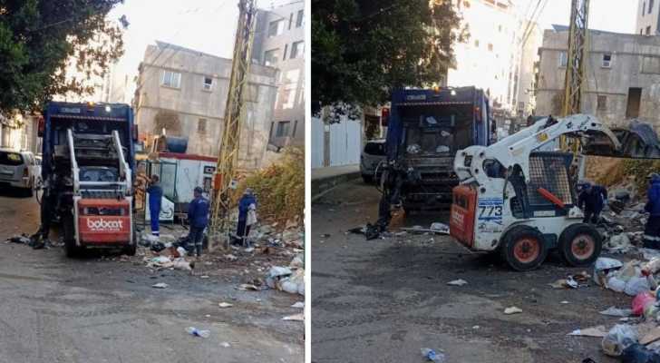 بالصور: بلدية عاليه بعمالها وآلياتها تؤازر بجمع النفايات بعد تكدسها