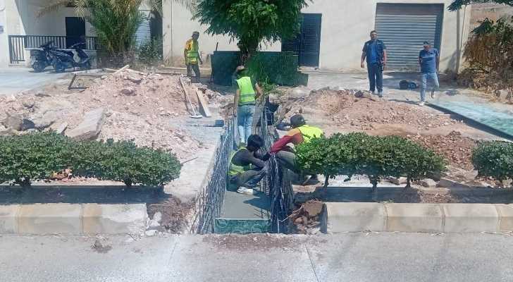 بلدية الجية: مشروع إنشاء أقنية تصريف مياه الأمطار يدخل مراحله النهائية