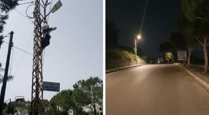 بالصور: اطلاق مشروع انارة طريق الكفور – النبطية بمصابيح على الطاقة الشمسية